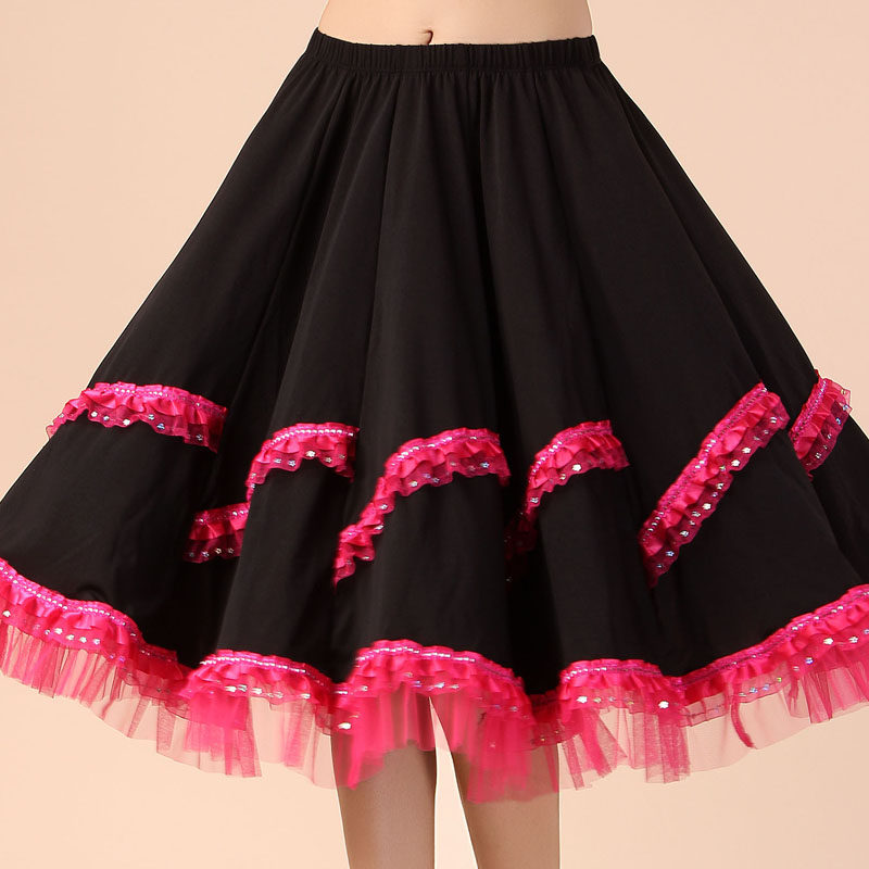 New square dance Costume Sequins Big Swing Skirts women Latin dance dresses Dancing Medium Long Skirts Loose large size