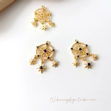 Длинный цирконий, подвеска, серьги, ювелирное украшение, 18 карат, в цветочек, со снежинками