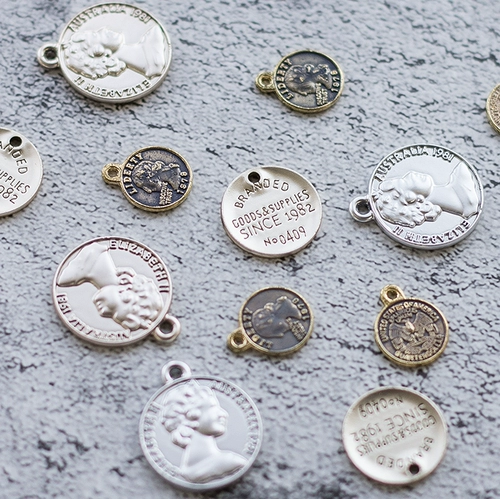 Ретро металлические монеты, подвеска, серьги, аксессуар для волос, английский