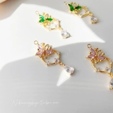 Длинный цирконий, подвеска, серьги, ювелирное украшение, 18 карат, в цветочек, со снежинками