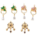 Длинный цирконий, подвеска, серьги, ювелирное украшение, 18 карат, в цветочек, со снежинками