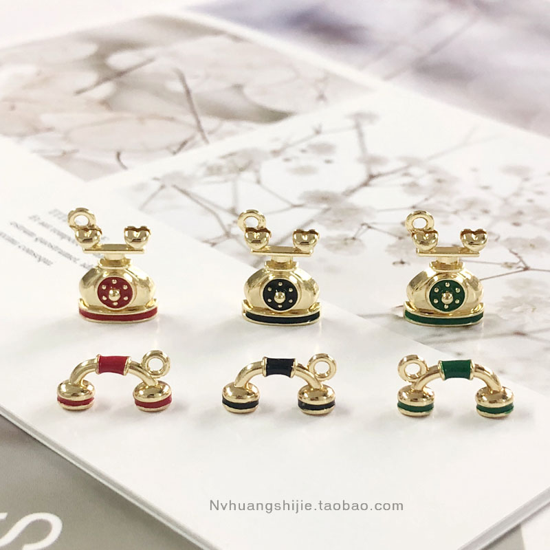 DIY color -saving alloy drip oil earrings earrings earrings accessories cute telephone machine electromechanical reader accessories accessories accessories