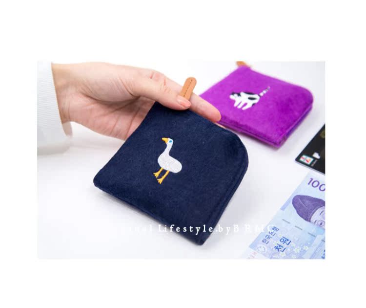 Daydream Vải dài thêu Coin Purse Nữ Mini Coin Bag Zipper Ví Xử lý dễ thương Hàn Quốc ví nữ