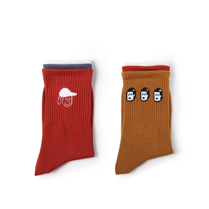 Korean cute and trendy boyfriend style street letter ins fashion trend cotton socks autumn and winter cartoon socks