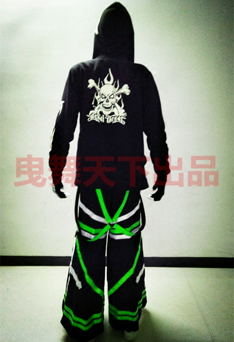Kgneen Pattern Windproof Ghost Dance Aus Death Pants New Style Super Cool Dance Pants with Large Hems 