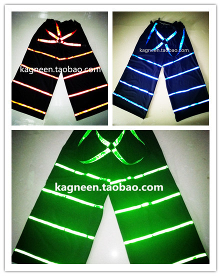 Kagneen original four-stripe pattern ghost dance pants with fluorescent effect T1M AUS shuffle dance