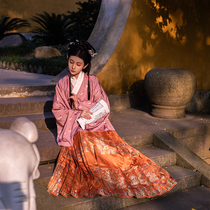 Mingyuan Xuan Hanfu colorful golden dragon imitation makeup Huaming horse skirt customization and fabric can be used as wedding clothes