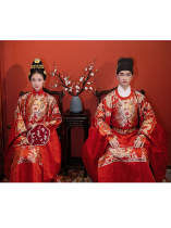 Mingyuan Xuan Hanfu colorful gold imitation makeup flower Python gown jacket finished product custom men and women can make wedding clothes