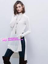 (Special spot) Free People turtleneck long sleeve long shirt side open white solid color soft