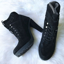 (Special spot) ROSEGOLD goat leather frosted boots thick heel ankle boots 39 5