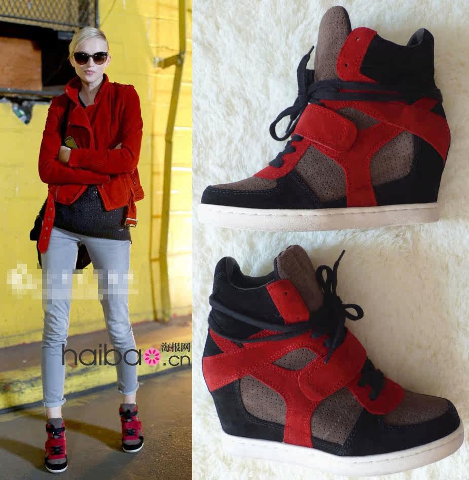 Mei-Dai ASH heels with Inner height of the first layer of cowhide women's shoes star with frostbed leather color lace