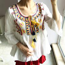 Ophelia Moon Bohemian embroidered sequin top cardigan shirt
