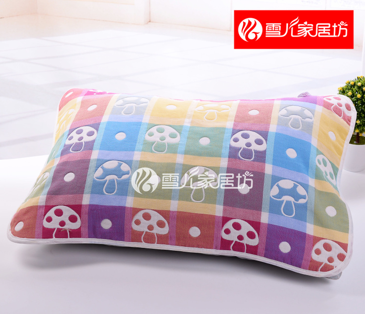Sáu lớp bông gạc bông khăn khăn tay nấm trẻ em gối bé bé với một chiếc khăn lớn chính hãng - Khăn gối khăn choàng gối