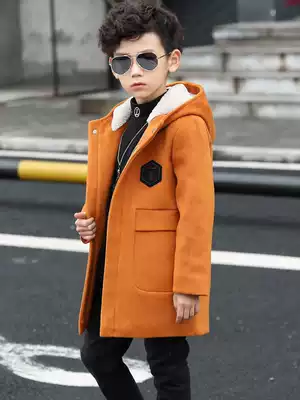 Boys wool coat medium and long version of the big boy 2020 new winter wool coat children's wool coat Korean version thickened
