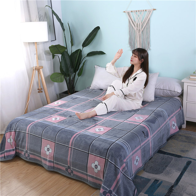 ຜ້າຫົ່ມຫນາ flannel ເຄື່ອງປັບອາກາດປົກຫຸ້ມຂອງ blanket coral velvet ອົບອຸ່ນ plush ຕຽງນອນນັກສຶກສາຫໍພັກດຽວ mattress sheet