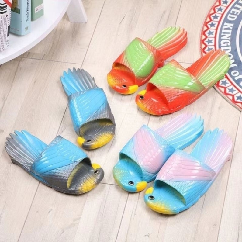 Slippers Parrot Creative Rainbow Funny Student Personalized Indoor Soft Bottom Indoor and Outdoor Home Trendy Couple Parent-Child Slippers