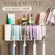 Toothbrush Holder, No-Drill Toothbrush Cup and Mouthwash Cup Rack, Wall-Mounted Bathroom Family Toothbrush Holder