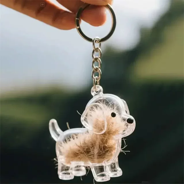 Transparent Dog Hair Storage Box Pendant Capsule for Storing Cat Hair, Commemorative Collection Bag, Keychain Bag Pendant