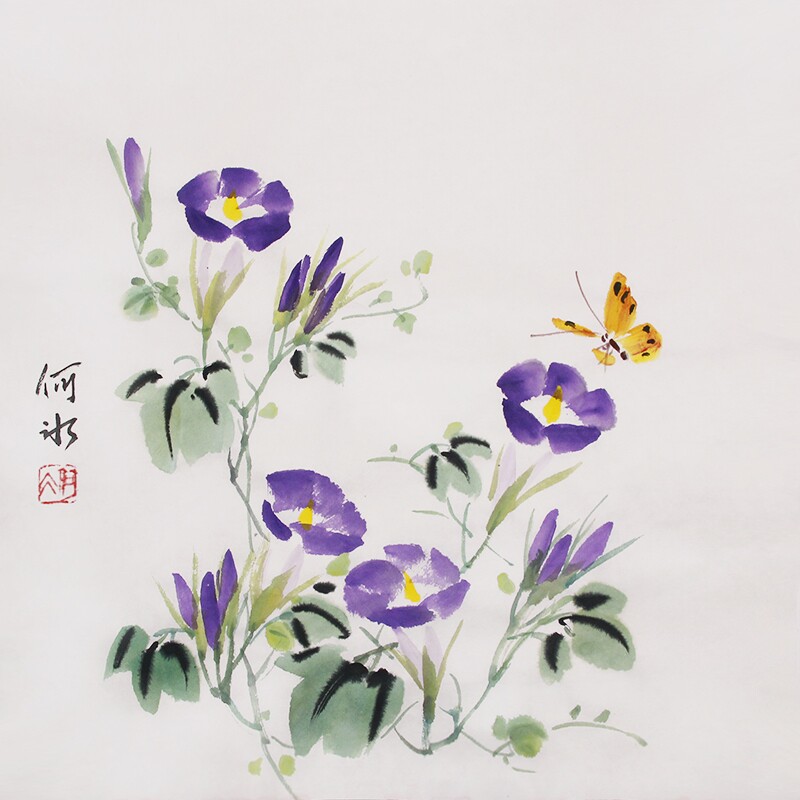 何冰原创诗词手绘花鸟画