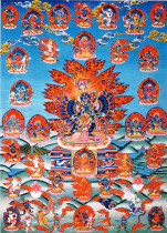 Yongzhong original teaching Thangka Vasai Original Zun Vasai Amba HD printing Brocade satin mounting This teaching Thangka