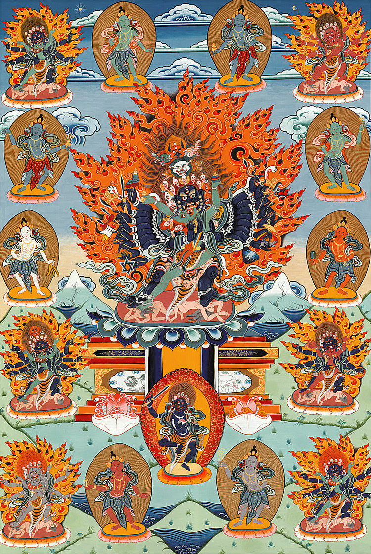 Yongzhongben teaches Thangkawasai Anba dezun high-definition printing high-grade brocade mounting