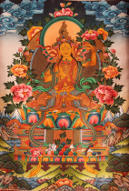 Yongzhongben teaches Thangka great mother Buddha Sa Zhi Aisang high-definition printed brocade frame teaching thangka