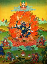  Yongzhong original teaching Thangka Red Mule Spagam Guardian High-definition printing Brocade satin mounting original teaching Thangka