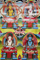 Yongzhong Buddhist Thangka Four Good Dead Four Tathagata Bronzing printing Brocade mounted Buddhist Thangka