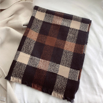 Autumn and winter literary retro imitation cashmere scarf female winter Korean version of Joker Plaid warm thick bib shawl tide