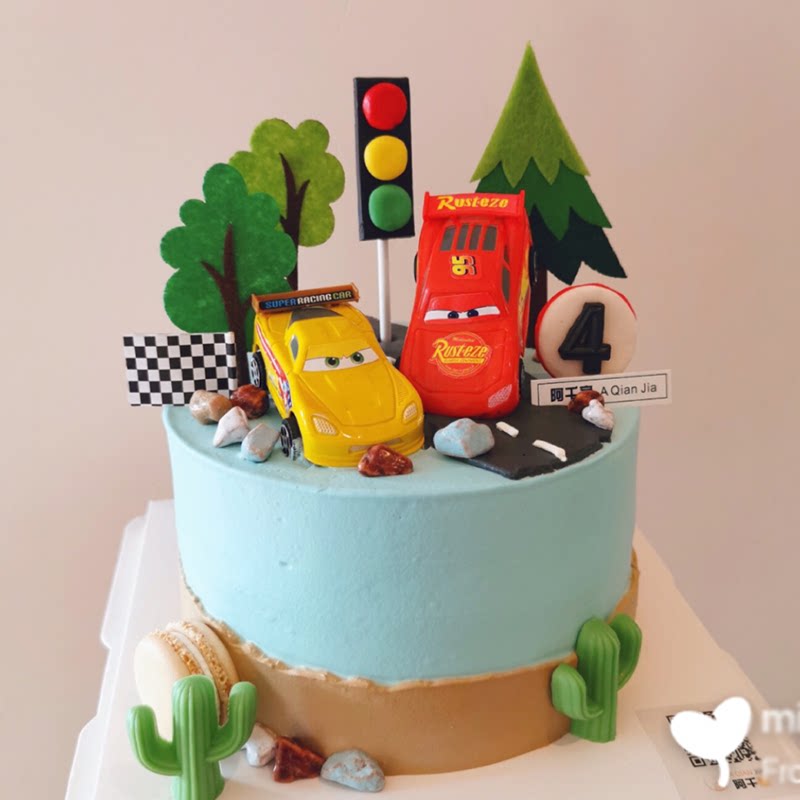 Scenario cake decoration Car toy Racing creative cake accessories Children's birthday dress up gift