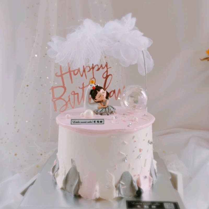 Valentine's Day Little Girl Cake Decoration Hem Swan Sleeping Pose Princess Send Girl Cake Decoration Plug-in Plugin