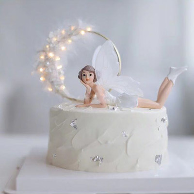 Cake decoration wings flower fairy doll Cake doll pendulum cake ornaments White fairy angel elf princess