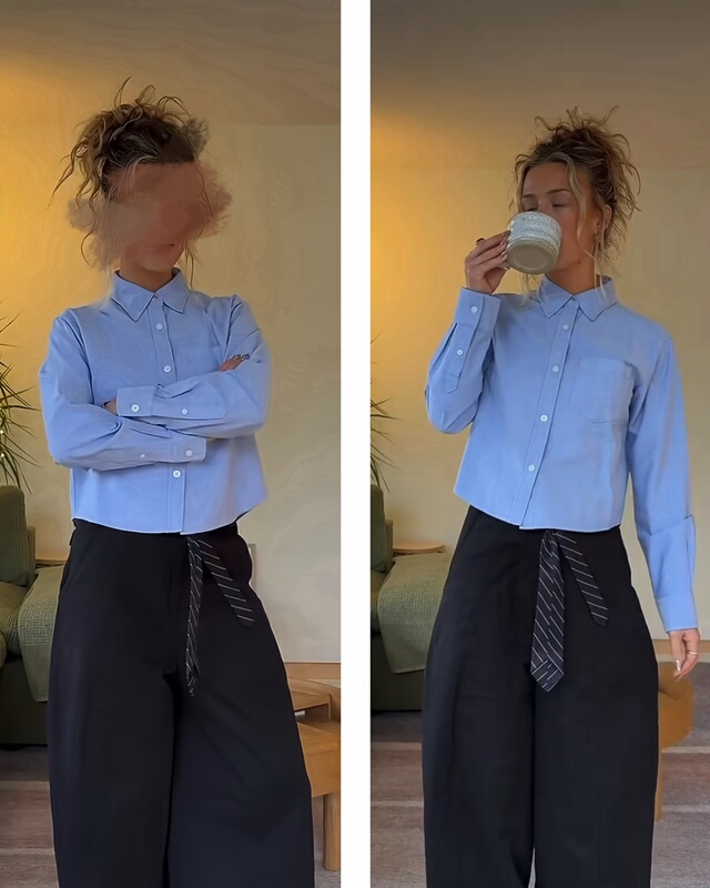 【French High-End Brand】Early Than Gucci! Cotton Oxford Fabric, Relaxed Retro Style, Loose Short Shirt Top 【French High-End Brand】Early Than Gucci! Cotton Oxford Fabric, Relaxed Retro Style, Loose Short Shirt Top