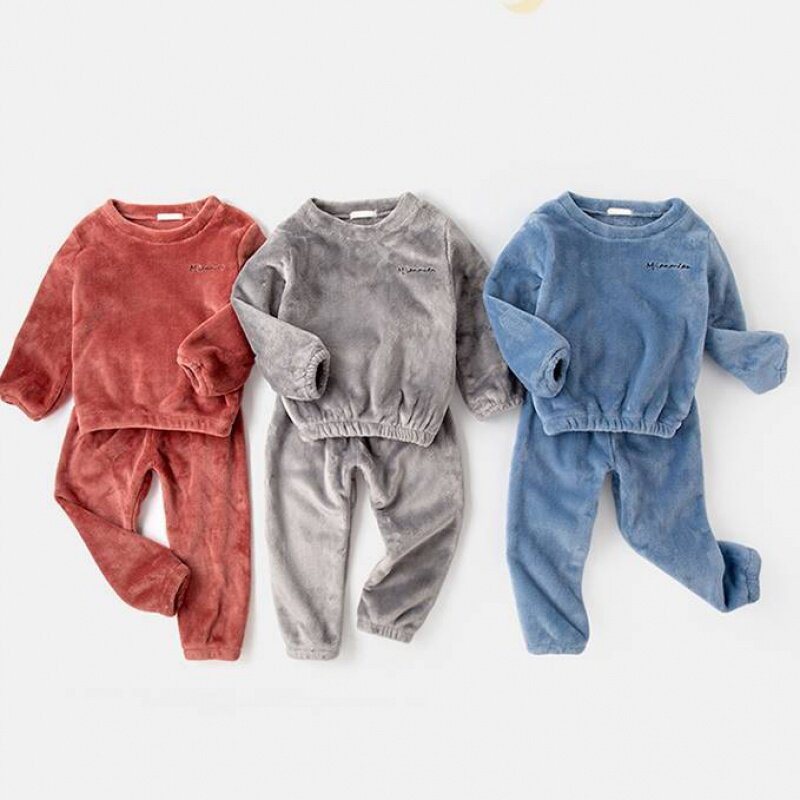 Warm Clothes Girl Sleepwear Autumn Winter Boy's Family Residence Suit Winter Dress Coral Suede 3 Years Old Child Gushed Two Sets 4