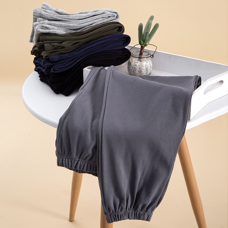 Knitted Cotton Closing Men Sleeping Pants Spring Autumn Pure Cotton Bouquet Leggings Pants Full Cotton Casual Loose Foreign Trade Brief Home Pants