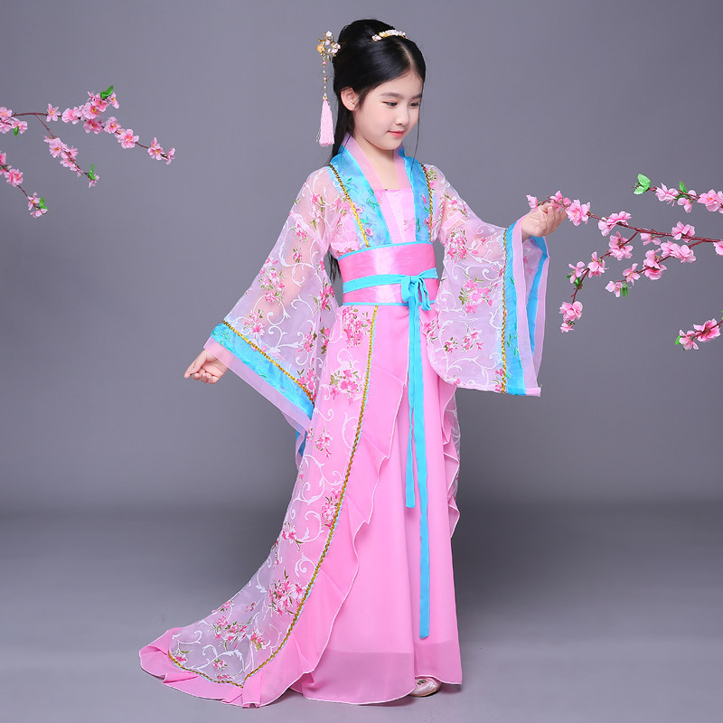 New children Guifei's tug-tailed ancient dress Tang Dynasty palace Princess Wonder performed to serve the Guzheng Photo Summer Clothing