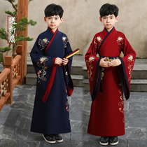 Childrens Hanfu Boys Autumn Chinese Style Set Fairy Young Mens Wear Long Sleeve Red Ancient Boys Costumes