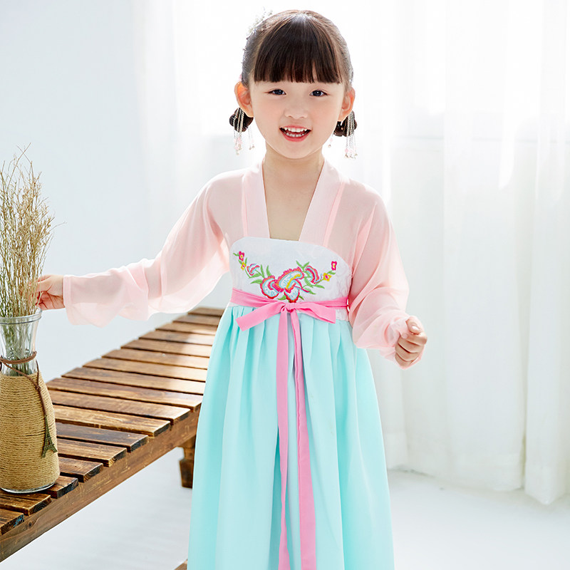 Hanfu girl children's costume girl baby Chinese style super fairy Tang costume children's clothing spring and autumn fairy princess dress summer
