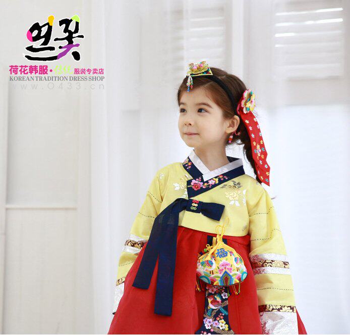 South Korean original imported girl Korean suit a week old female baby birthday Korean dress H-E01032