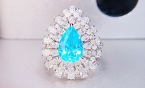 Noodle Jewelry Neon Blue Paraiba Ring Pendant Two-Purpose Model 2 46 Carat International Certificate 18K Gold Diamond
