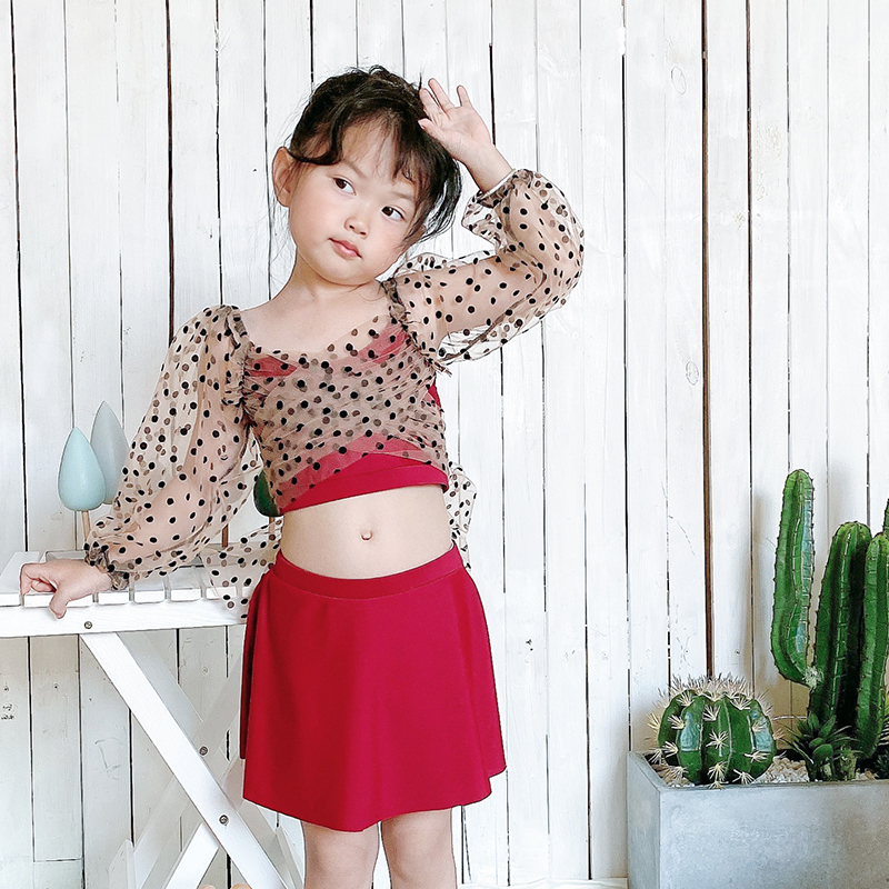 ins parent-child swimsuit children split skirt three-piece girl Hot Spring children large size mother and daughter new swimsuit