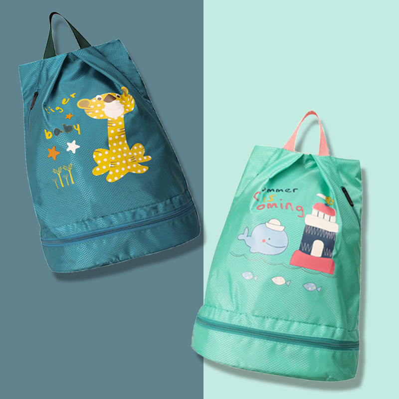 Children dry and wet double-use bunches mouth sports large capacity with shoe bin separating beach spa swimming waterproof shoulder bag
