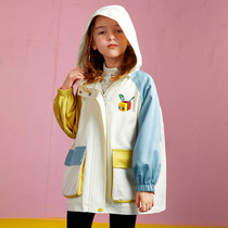 Childrens clothing girls trench coat autumn clothing 2021 New 3 long coat 4-9 years old children 6 hooded 7 tops 10