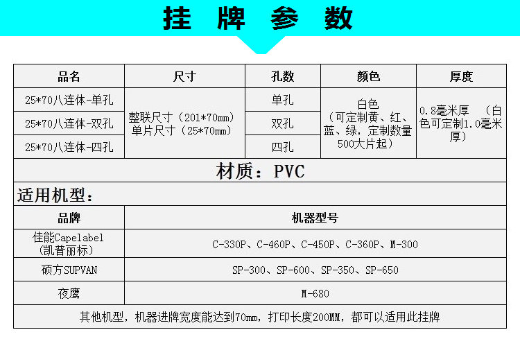 Cáp PVC danh sách thẻ cáp thẻ nhận dạng thẻ cáp quang Cáp PVC ký 25 * 70 tám mảnh - Thiết bị đóng gói / Dấu hiệu & Thiết bị