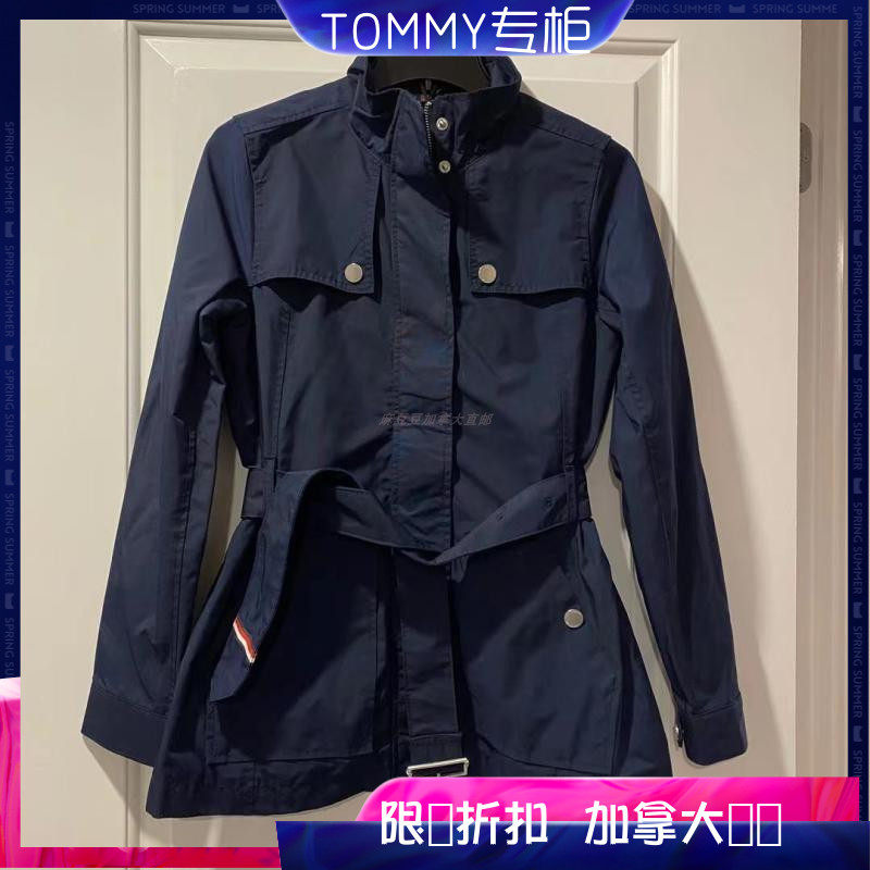 Canada direct mail Tommy Ms. Tommy standing collar waist pocket zipper windbreaker counters