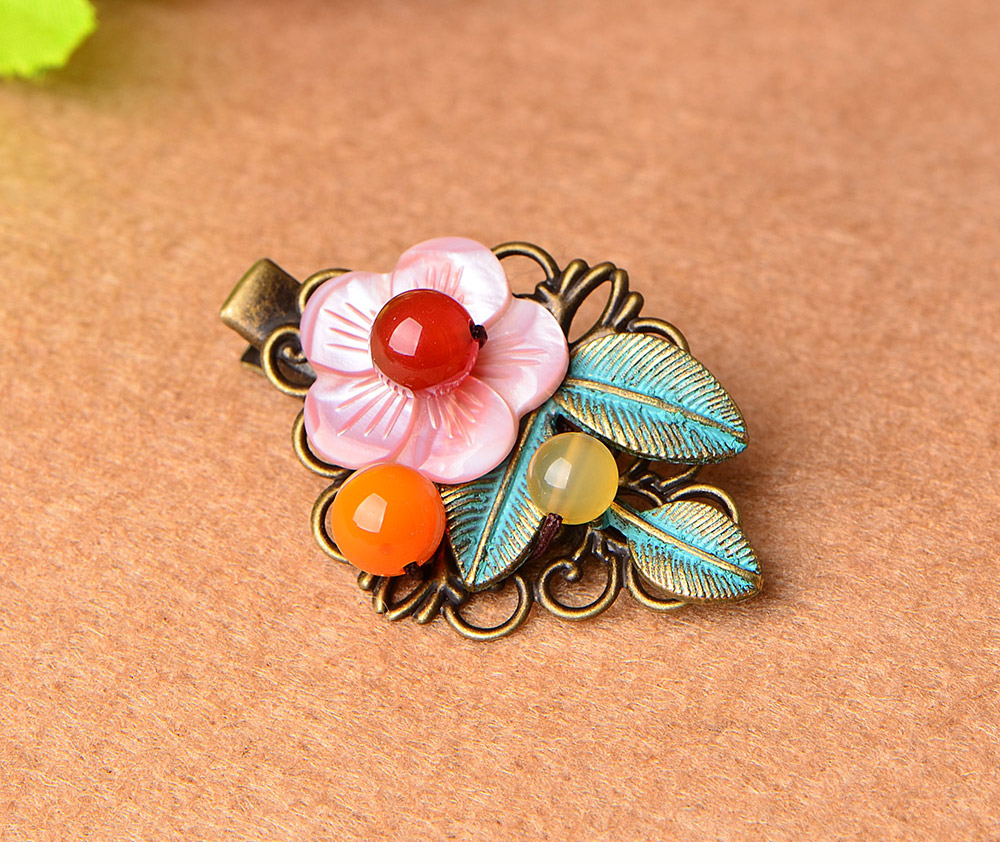 Phong cách quốc gia retro gió bột vỏ tóc clip mũ nón trẻ em người lớn đầu clip bên clip clip kẹp tóc ngọt ngào Sen shop phụ kiện tóc