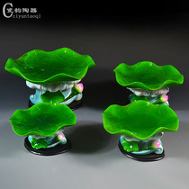 Dehua Ceramic Lotus High Foot Water Wave Supply Plate Fruit Plate Candy Plate Buddha Plate Buddha Furniture Home Decoration