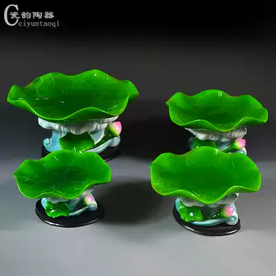 Dehua ceramic Lotus high foot water wave supply fruit plate fruit plate candy plate Buddha supply plate Buddha supply plate Buddha home decoration