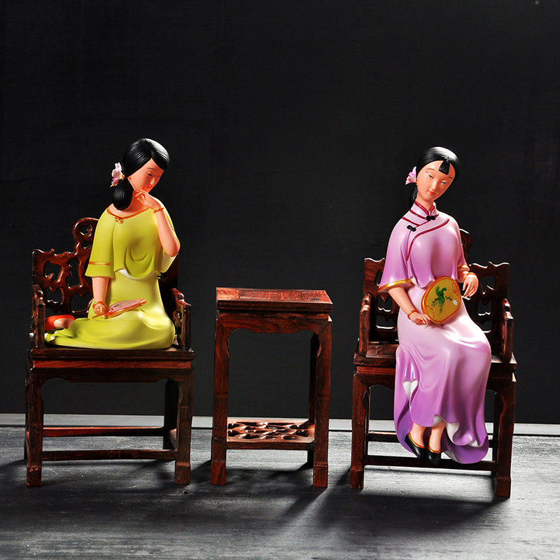 Ceramic handmade figures and ladies ornaments Color porcelain classical beauty creative home living room porch decoration craft gift decoration