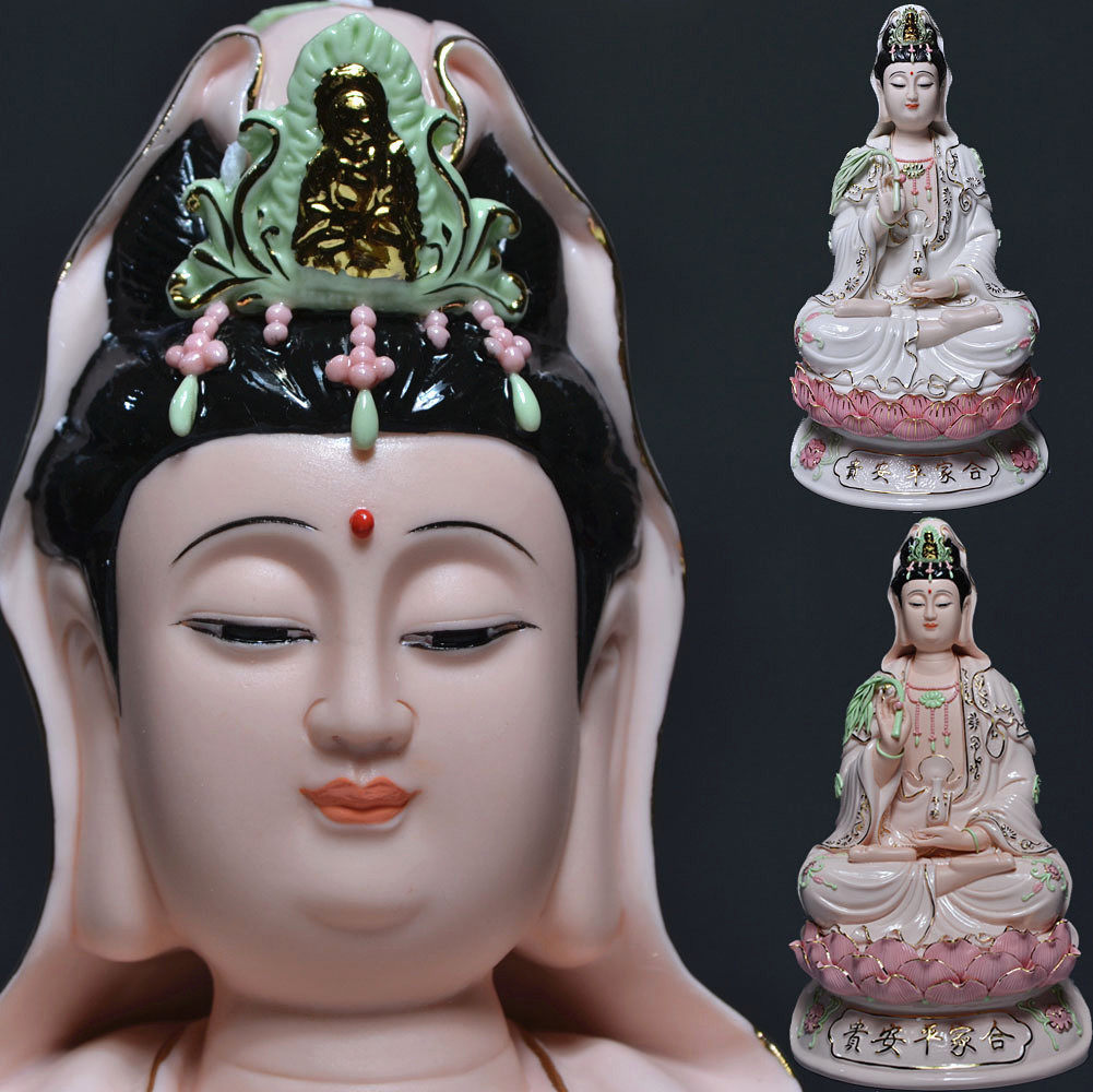 White porcelain Guanyin Buddha statue ornament Guanyin Bodhisattva statue Buddha statue home feng shui ceramic sitting lotus Guanyin